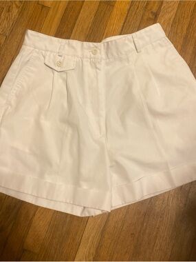Vintage 90’s White High-Waist Pleated Women's Shorts
